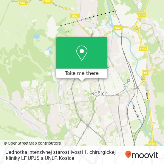 Jednotka intenzívnej starostlivosti 1. chirurgickej kliniky LF UPJŠ a UNLP map