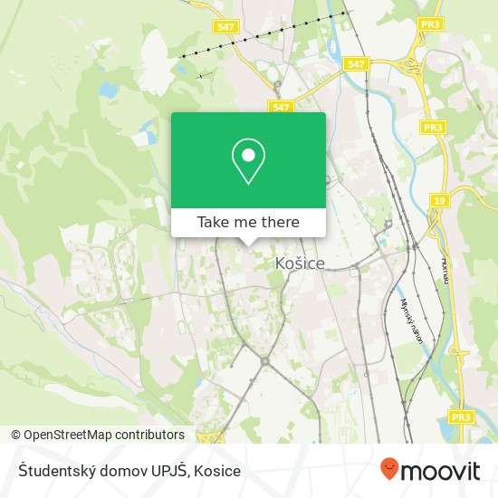 Študentský domov UPJŠ map