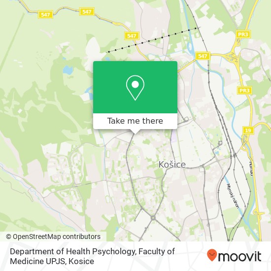 Department of Health Psychology, Faculty of Medicine UPJS map