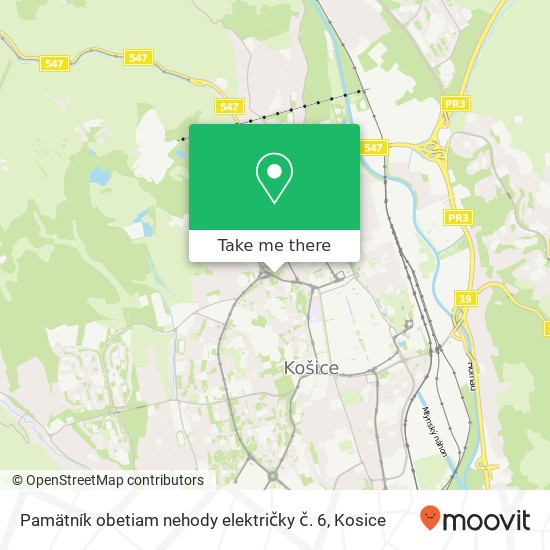 Pamätník obetiam nehody električky č. 6 map