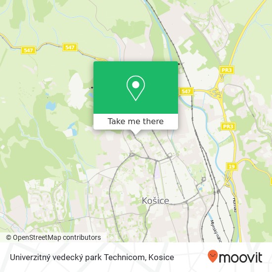 Univerzitný vedecký park Technicom map