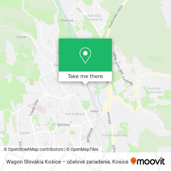 Wagon Slovakia Košice – účelové zariadenie map