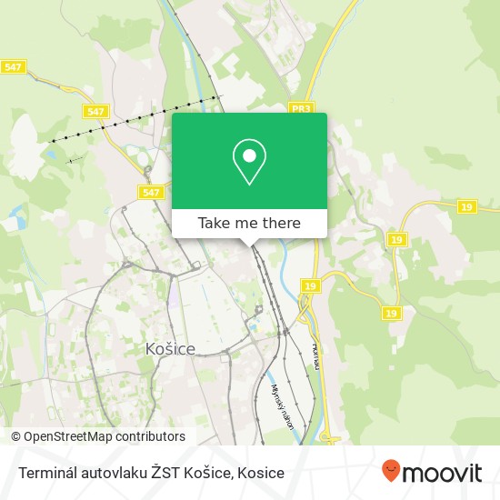 Terminál autovlaku ŽST Košice map