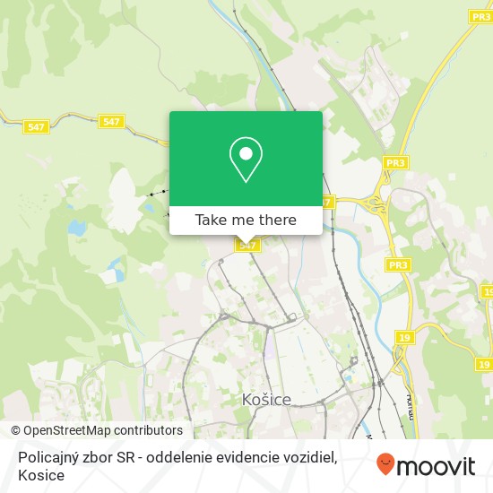 Policajný zbor SR - oddelenie evidencie vozidiel map