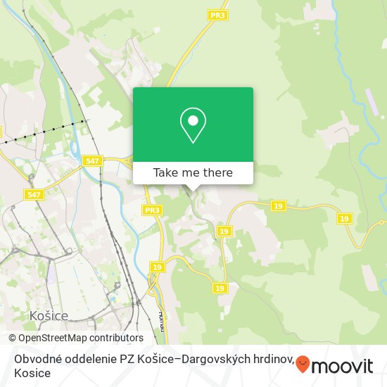 Obvodné oddelenie PZ Košice–Dargovských hrdinov map