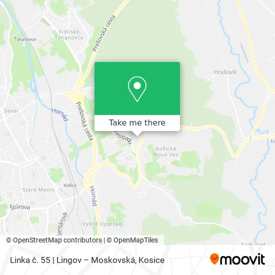Linka č. 55 | Lingov – Moskovská map