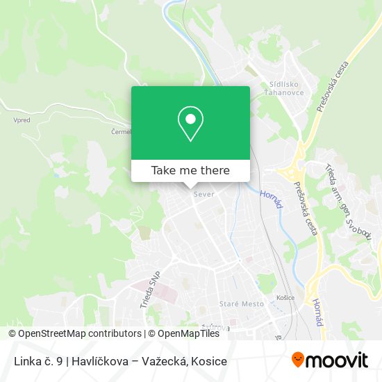 Linka č. 9 | Havlíčkova – Važecká map