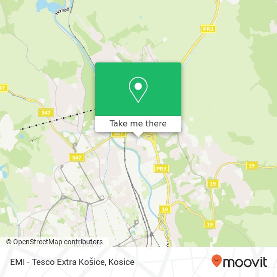 EMI - Tesco Extra Košice map