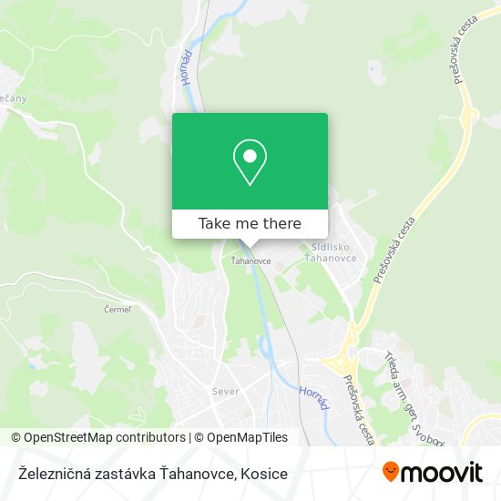 Železničná zastávka Ťahanovce map