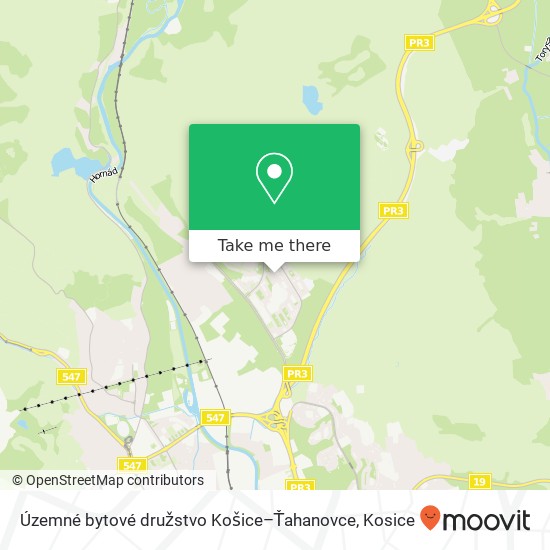 Územné bytové družstvo Košice–Ťahanovce map