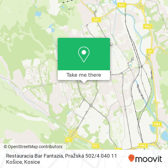 Restauracia Bar Fantazia, Pražská 502 / 4 040 11 Košice map