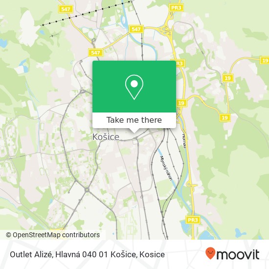 Outlet Alizé, Hlavná 040 01 Košice map