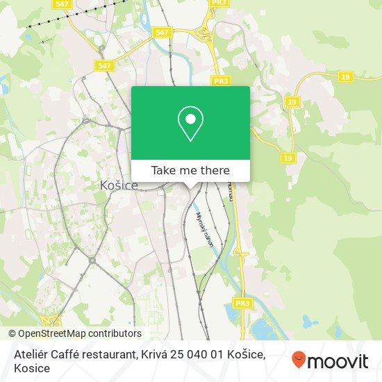 Ateliér Caffé restaurant, Krivá 25 040 01 Košice map