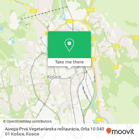 Ajvega-Prvá Vegetariánska reštaurácia, Orlia 10 040 01 Košice map