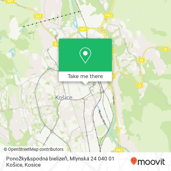 Ponožky&spodná bielizeň, Mlynská 24 040 01 Košice map