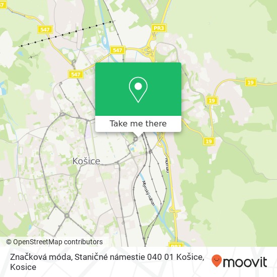 Značková móda, Staničné námestie 040 01 Košice map