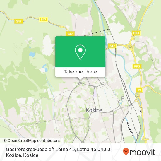 Gastrorekrea-Jedáleň Letná 45, Letná 45 040 01 Košice map