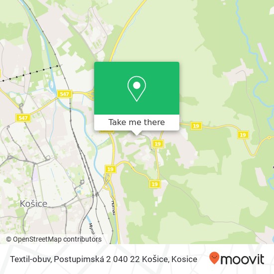 Textil-obuv, Postupimská 2 040 22 Košice map