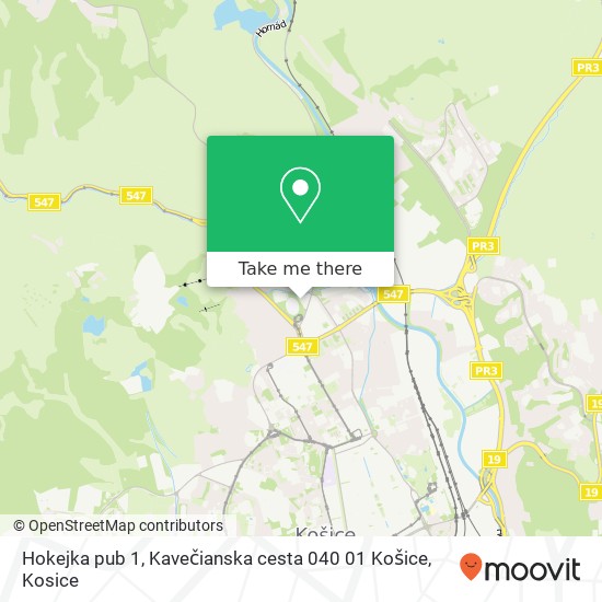 Hokejka pub 1, Kavečianska cesta 040 01 Košice map