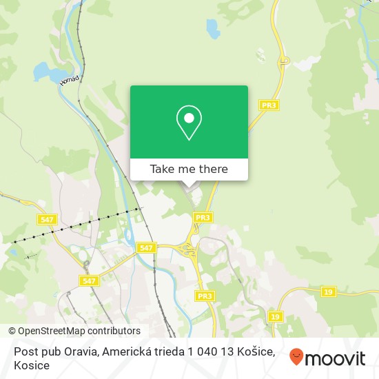 Post pub Oravia, Americká trieda 1 040 13 Košice map