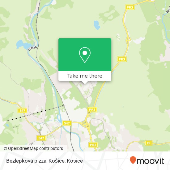 Bezlepková pizza, Košice map