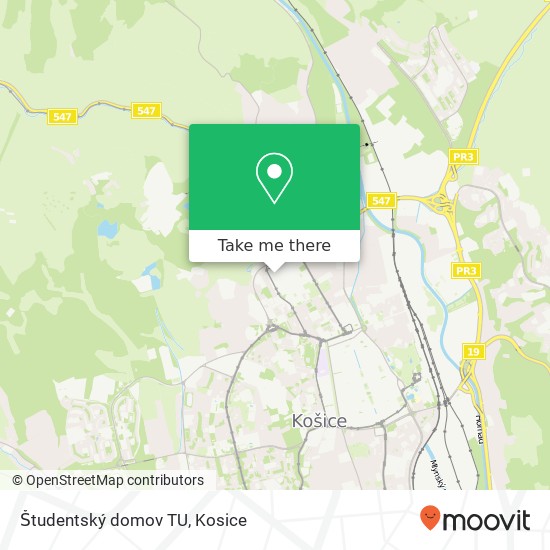 Študentský domov TU map