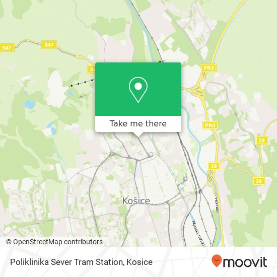 Poliklinika Sever Tram Station map