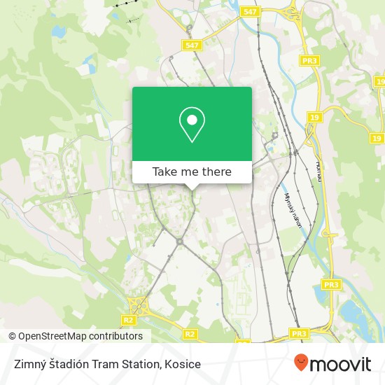 Zimný štadión Tram Station map