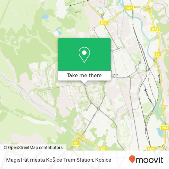 Magistrát mesta Košice Tram Station map