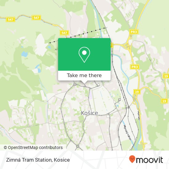 Zimná Tram Station map