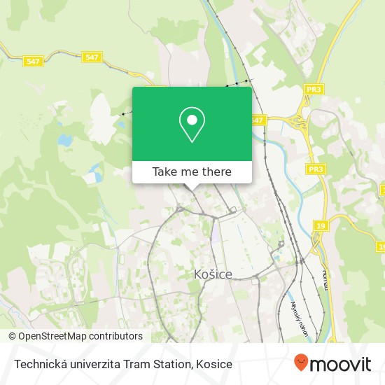 Technická univerzita Tram Station map