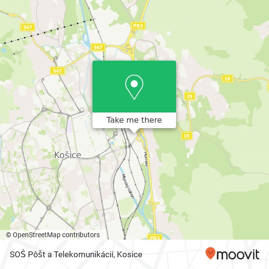 SOŠ Pôšt a Telekomunikácií map