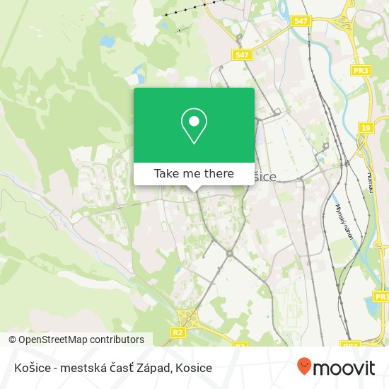 Košice - mestská časť Západ map