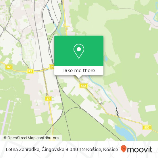 Letná Záhradka, Čingovská 8 040 12 Košice map