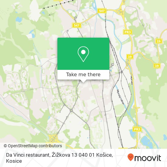 Da Vinci restaurant, Žižkova 13 040 01 Košice map