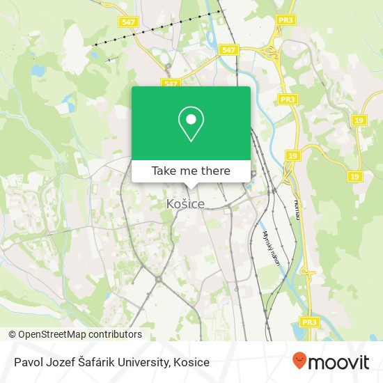 Pavol Jozef Šafárik University map