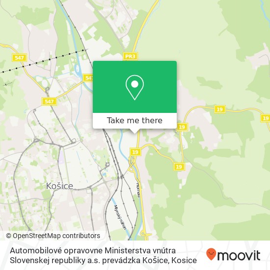 Automobilové opravovne Ministerstva vnútra Slovenskej republiky a.s. prevádzka Košice map