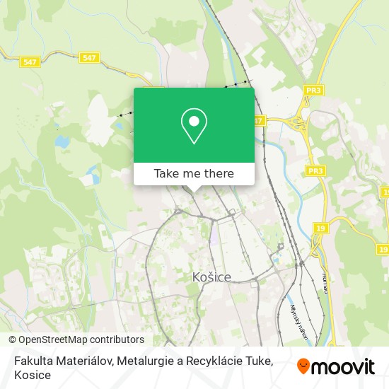 Fakulta Materiálov, Metalurgie a Recyklácie Tuke map