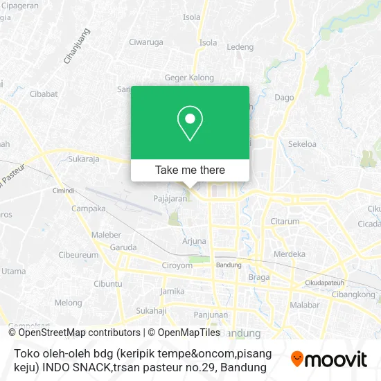 Toko oleh-oleh bdg (keripik tempe&oncom,pisang keju) INDO SNACK,trsan pasteur no.29 map