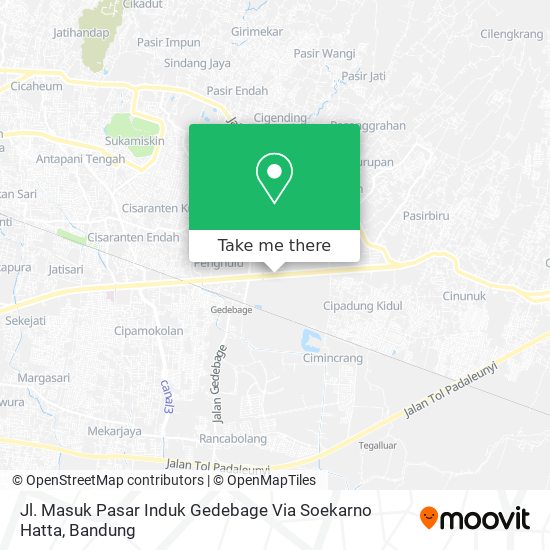 Jl. Masuk Pasar Induk Gedebage Via Soekarno Hatta map