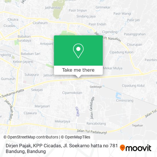 Dirjen Pajak, KPP Cicadas, Jl. Soekarno hatta no 781 Bandung map