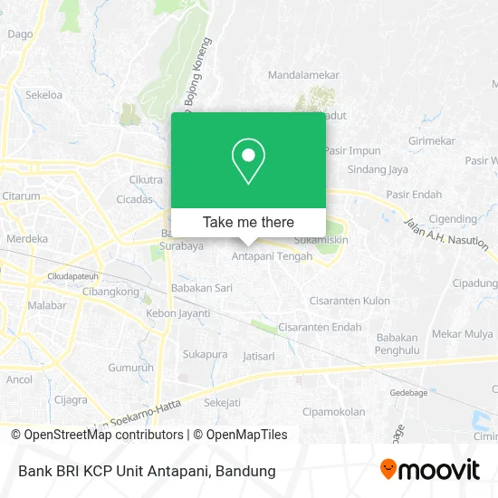 Bank BRI KCP Unit Antapani map