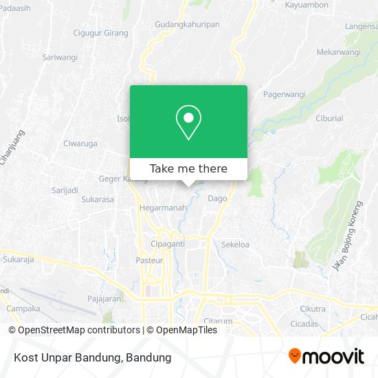 Kost Unpar Bandung map