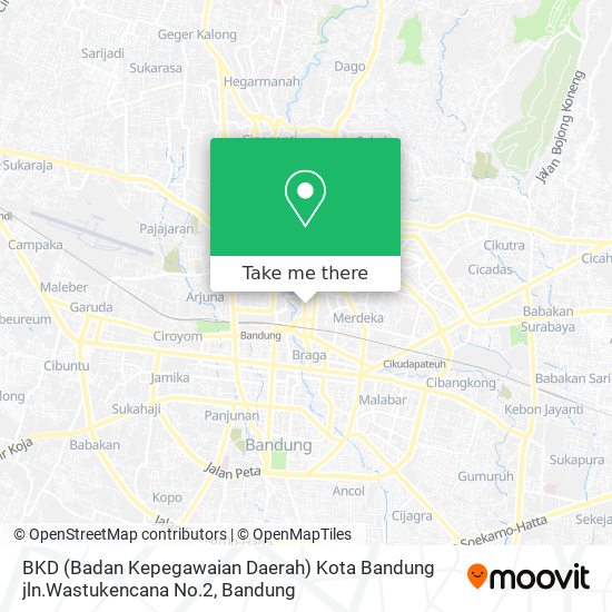 BKD (Badan Kepegawaian Daerah) Kota Bandung jln.Wastukencana No.2 map