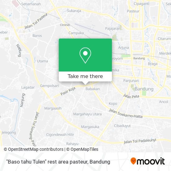 "Baso tahu Tulen" rest area pasteur map