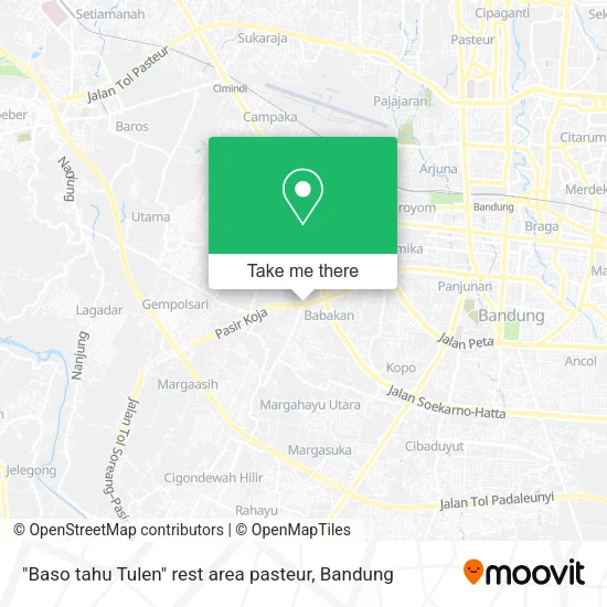 "Baso tahu Tulen" rest area pasteur map