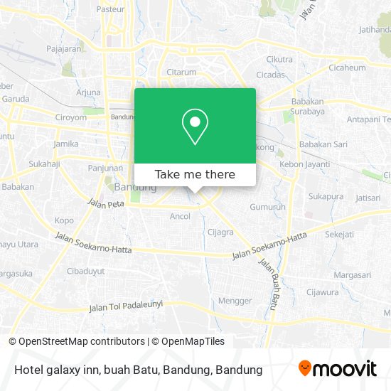 Hotel galaxy inn, buah Batu, Bandung map