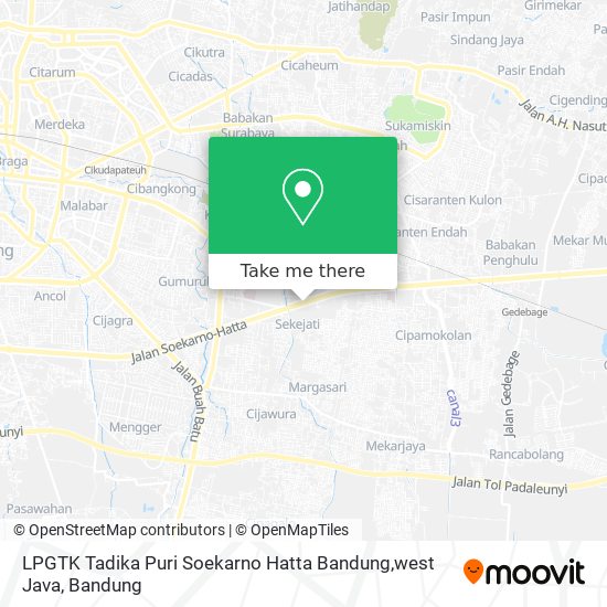 LPGTK Tadika Puri Soekarno Hatta Bandung,west Java map