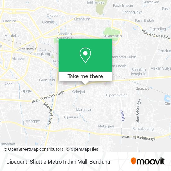 Cipaganti Shuttle Metro Indah Mall map