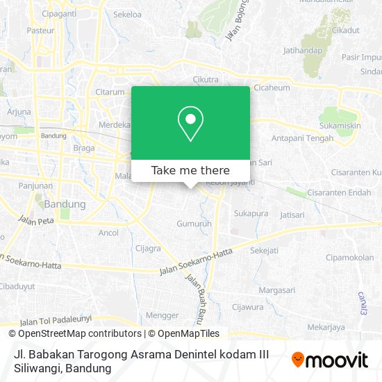 Jl. Babakan Tarogong Asrama Denintel kodam III Siliwangi map